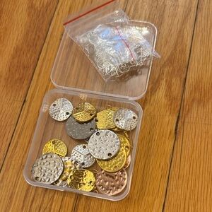 Gold and Silver Textured Disc Charms